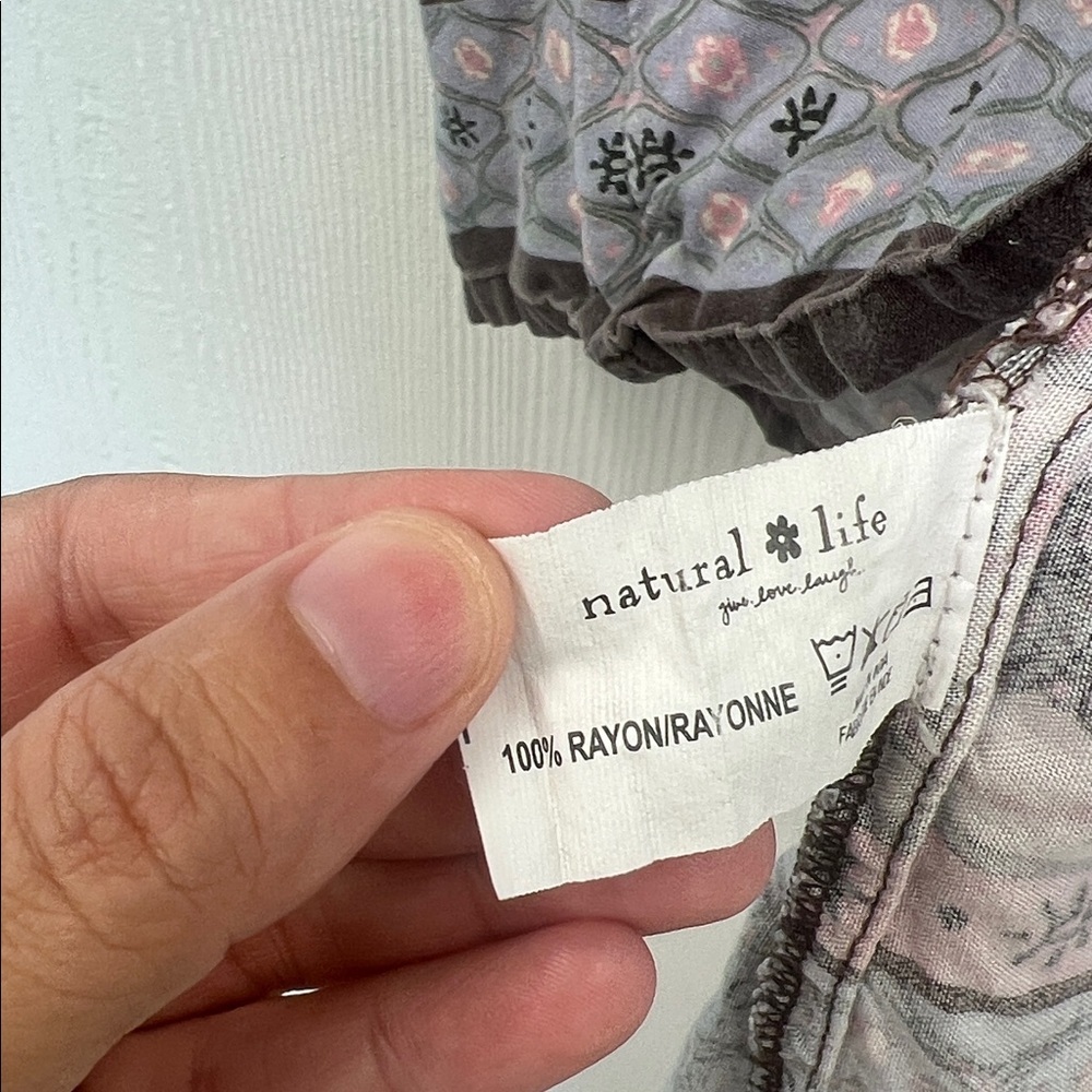 Natural Life - Colorful Burnt Out Floral V Neck Long Sleeve Bohemian Blouse Sm - Picture 11 of 13